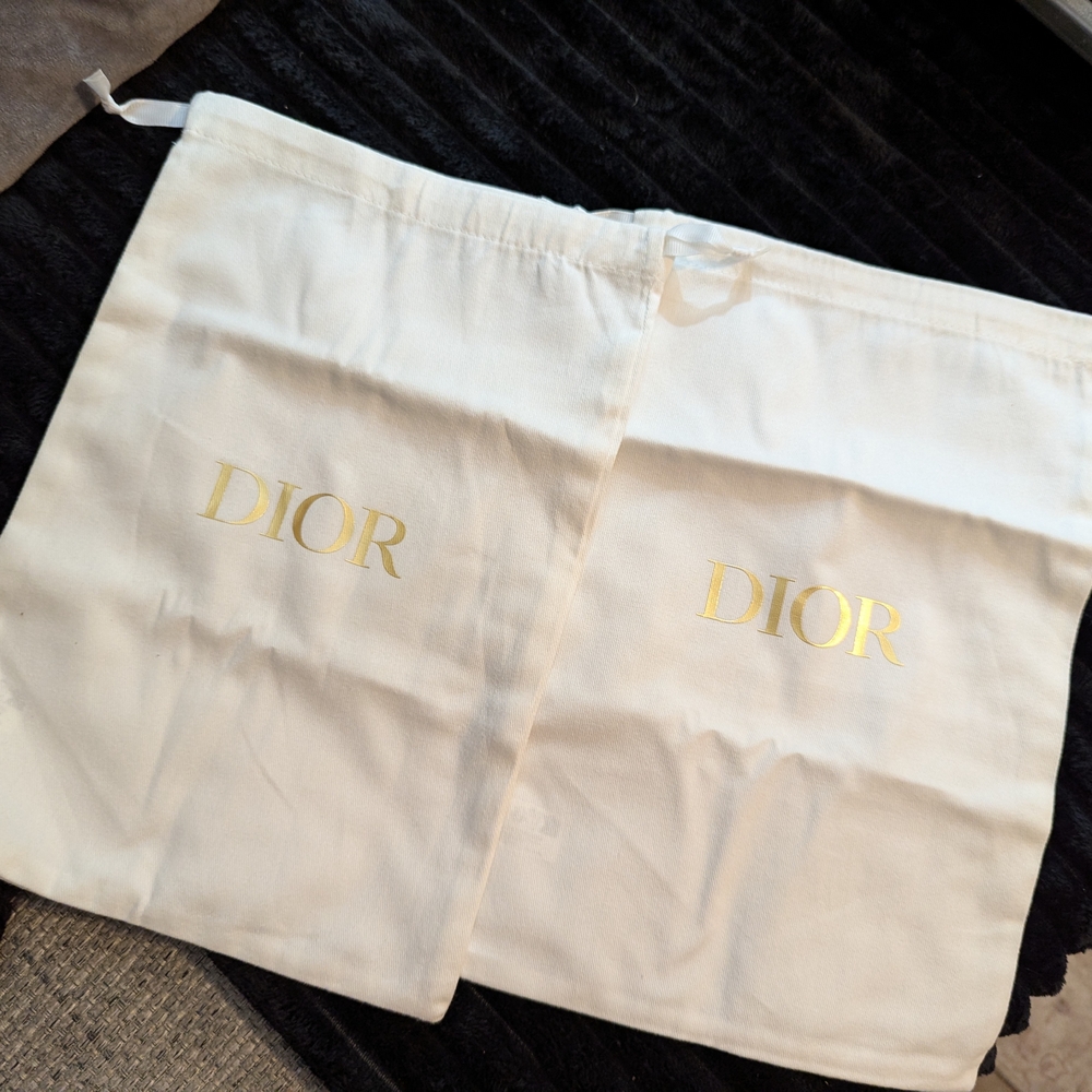 Dior Cream Dust Bags with Gold Logo